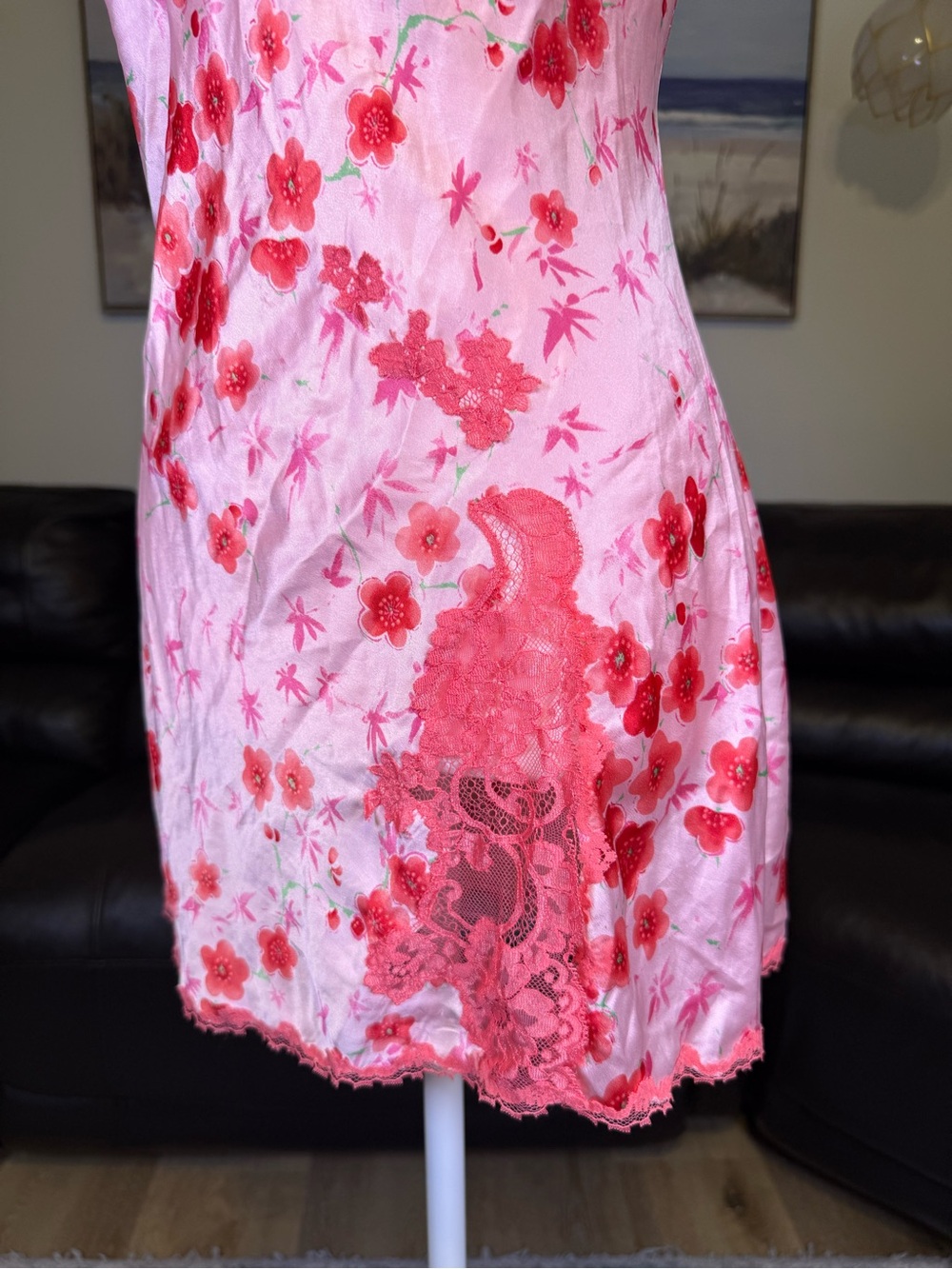 Victoria’s Secret EXTREMELY RARE Cherry Blossom Slip Dress Y2K Pink Lace Satin L - Picture 8 of 15